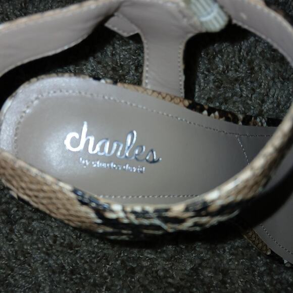 Strappy tan and brown snakeskin cork wedge platform sandals, brand new, size‎ 9 - Picture 4 of 5
